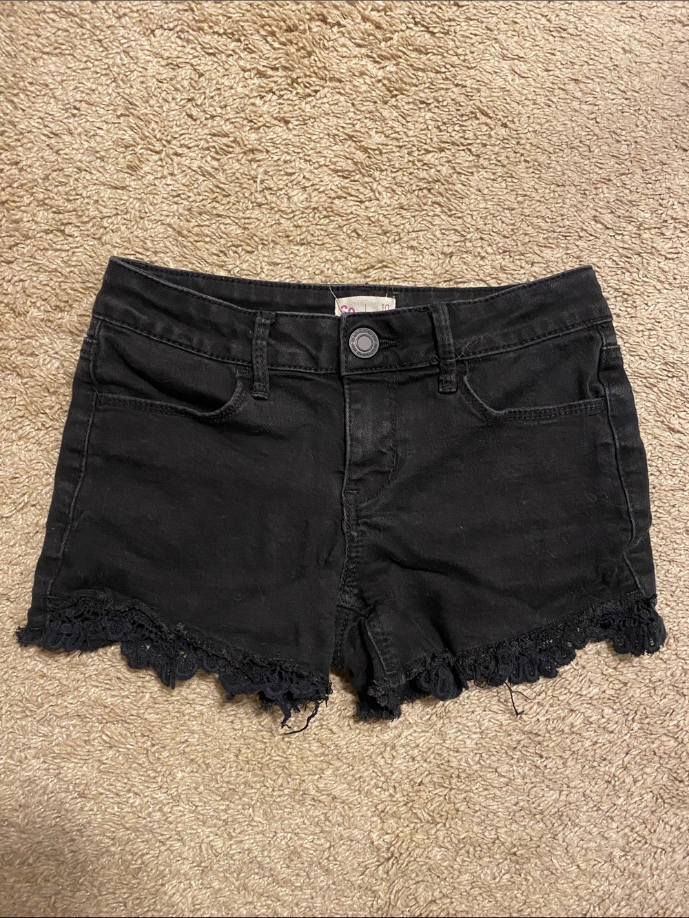 SO Black Lace-Trim Kids Shorts
